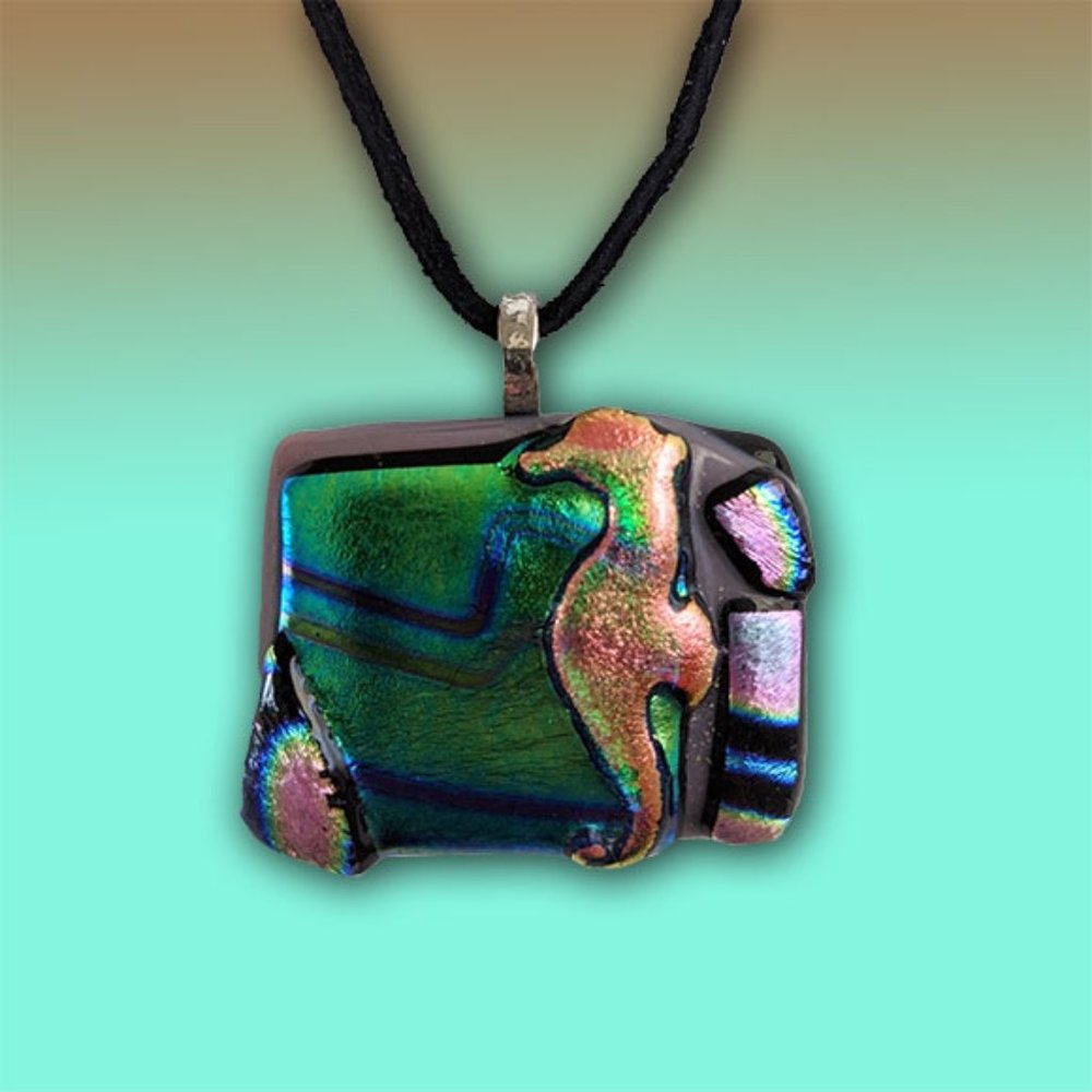Dichroic Glass Seahorse Pendant